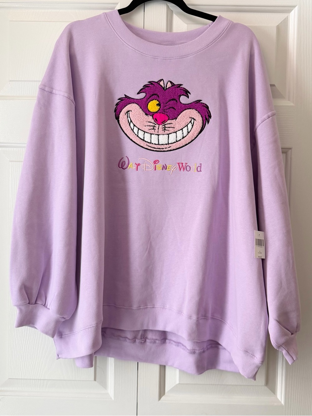 Disney Parks Cheshire Cat Embroidered Graphic Crew‎ Neck Sweatshirt XL 2026 NWT